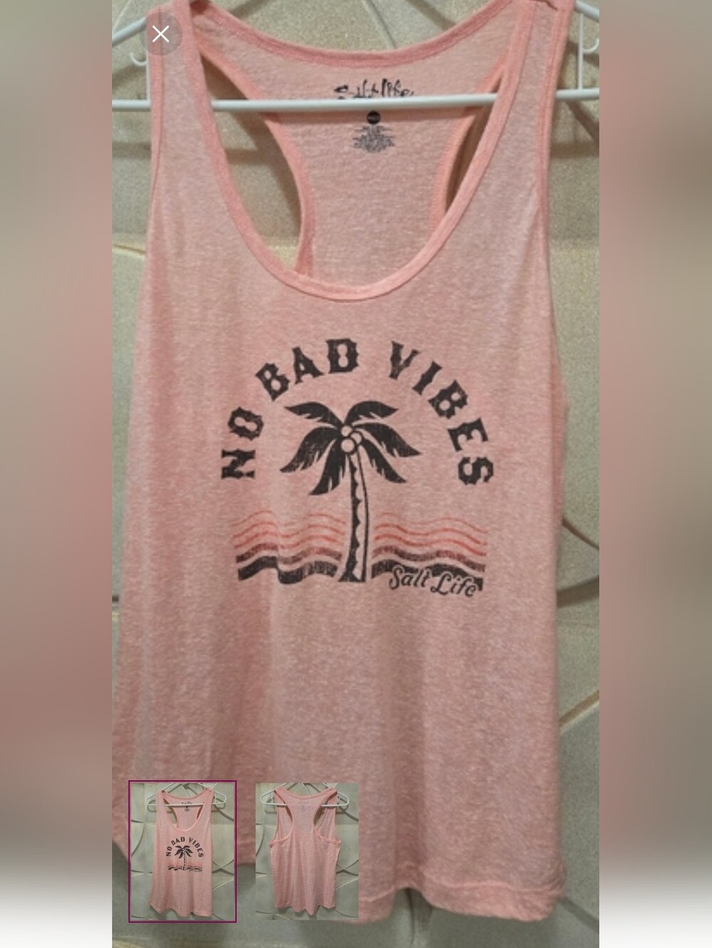 Salt Life Pink Tank with Black Palm Tree Graphic Size Medium NWOT